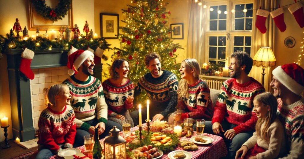 Familie i julesweatere